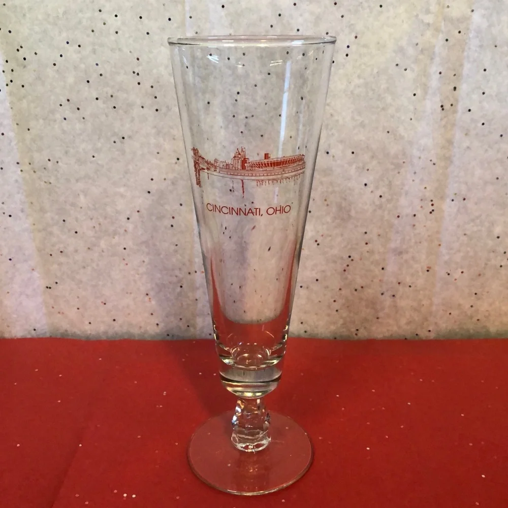 Vintage Cincinnati Ohio Stemmed Pilsner Beer Glass